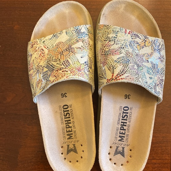 MEPHISTO Slide Sandals Hanik Womwna EU 36. Pompei Multi-color. Leather slip on - Picture 3 of 10